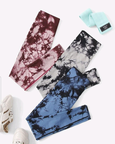 3 Leggings De Yoga Con Efecto Tie Dye Inconsútil