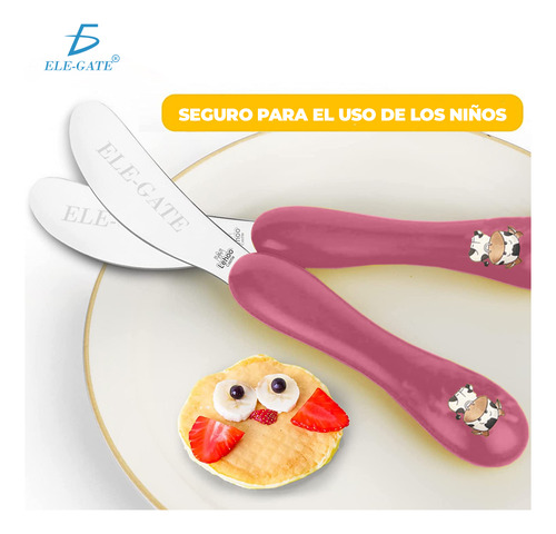 Kit De Cubiertos Infantiles De Acero Inoxidable Color Rosa Ele-Gate