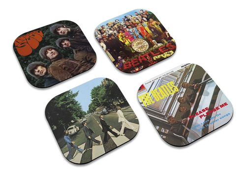 Posavasos De Madera Set 4 The Beatles Discos