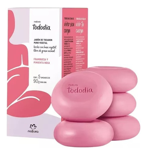 Jabónes Barra Natura Tododia Frambuesa Y Pimienta Rosa X 5u