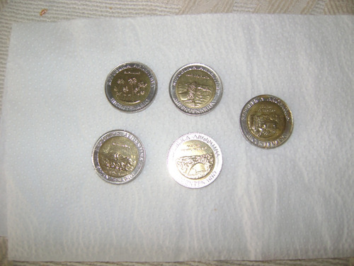 Set 12 Coleccionismo 5 Monedas Argentinas Pucara Aconcagua 
