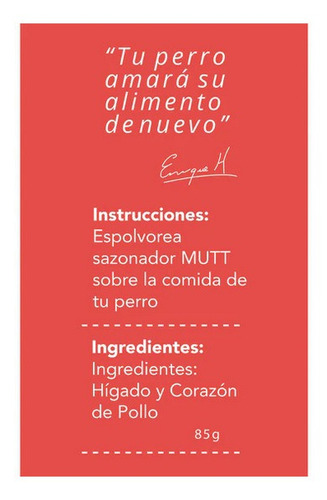 Imagen 3 de 5 de Sazonador Mutt De Pollo Para Croquetas De Perro 100% Natural
