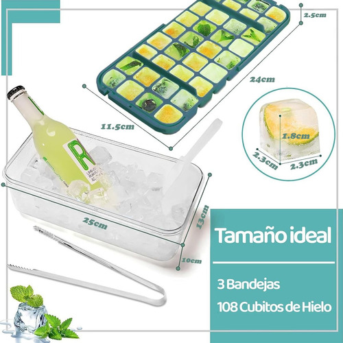 .. Molde Charola Bandeja 108 Piezas Hielos Cubico 3 Bandejas