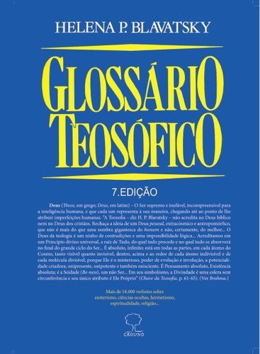 Glossario Teosofico, De Blavatsky, Helena. Editora Ground, Edição 7 Em Português