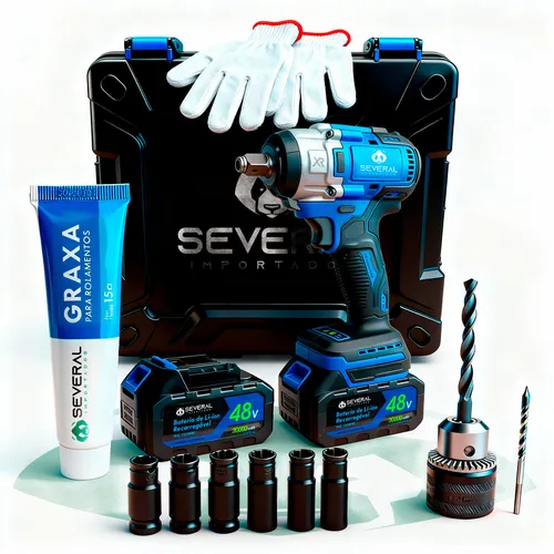 Chave De Impacto Parafusadeira Furadeira Recarregável 48v Azul Se...