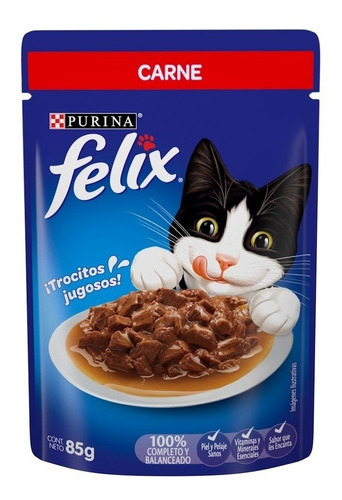 Imagen 1 de 1 de Alimento Felix Sensaciones para gato adulto sabor carne en salsa en sobre de 85g