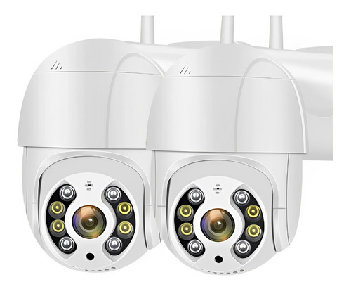 Kit 2 Câmera Ip Wifi Dome Rotativa Icsee Visão Noturna A8 Cor Branco