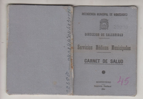 1941 Montevideo Carnet De Salud Con Timbres Municipales Raro