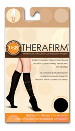 Calcetín Dama Mediana Compresión Negro Therafirm 2 Pares
