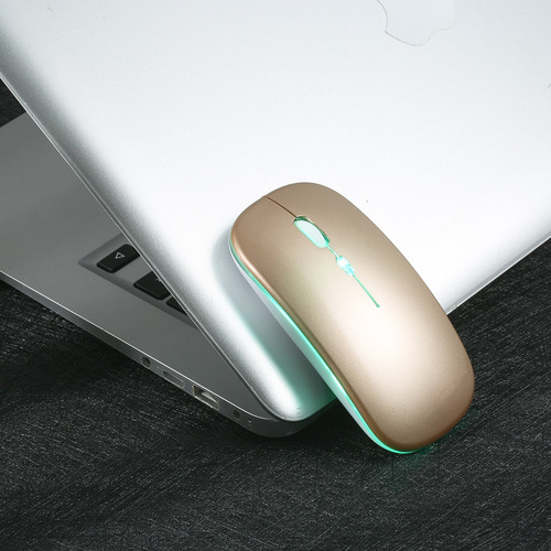 . Mouse De Computador, Mouse Dourado Que Respira, Fino E Li