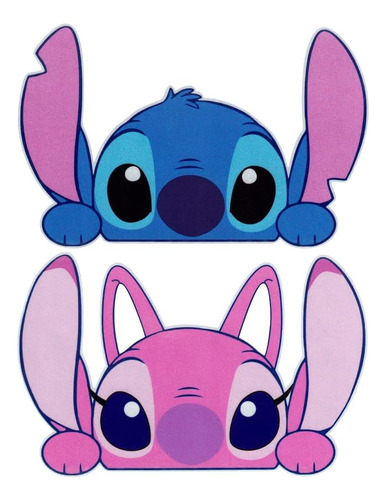 2 Pegatinas De Vinilo Lindo Stitch & Angel Peeking Coch...
