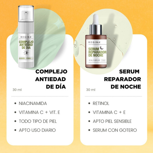 Imagen 2 de 8 de Kit Serums Regina Rutina Tratamiento Día & Noche