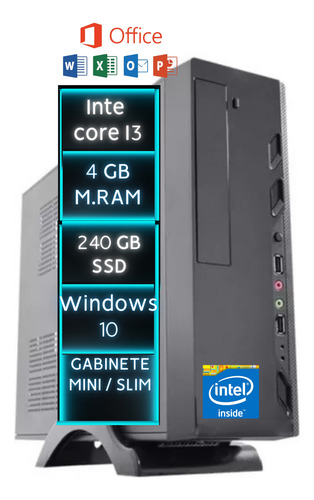 Mini Computador Cpu Pc Intel Core I3 4gb Ssd 240gb W10 Wifi