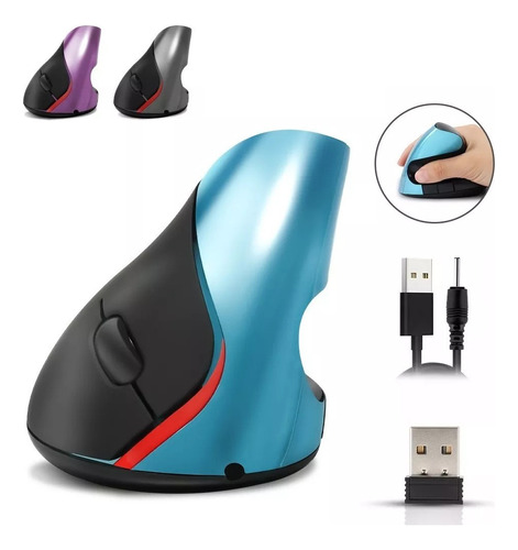 Mouse Vertical Inalámbrico Ergonómico Cómodo Carga Usb 