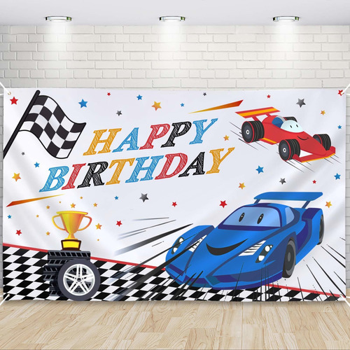 Racing Car Backdrop 73'' X 43'' Race Car Themed Birthday Par