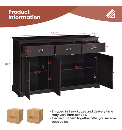 Giantex Aparador Buffet Para Servidor De Almacenamiento Mesa