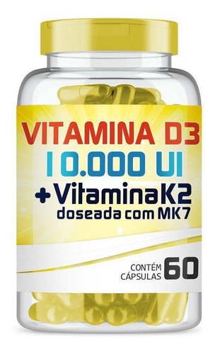 Vitamina D3 10.000ui + Vitamina K2 150mcg Com 60 Cápsulas Sabor Natural