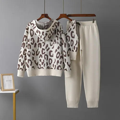 Conjunto Tejido Dama 3 Piezas Campera Pantalón Top 33sp-008 Beige Unico