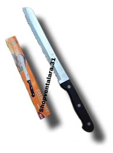 Cuchillo De Sierra Panadero Mango Negro En Plástico Y Vaquel