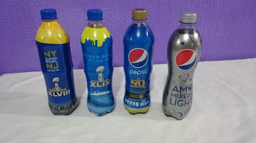 Lote 4 Botellas Pepsi, Edicion Especial. Con Liquido