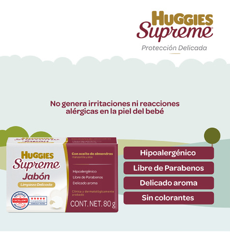 Jabon En Barra Huggies Supreme Proteccion Delicada 80g