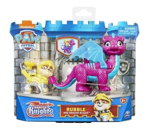 Paw Patrol Rubble Y Dragon Blizzie Figuras Rescue Knights