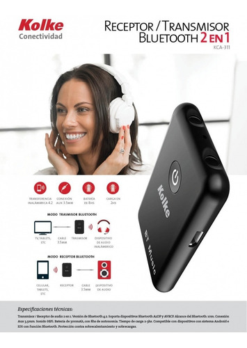 Imagen 4 de 5 de Transmisor Receptor Bluetooth Audio Sonido Tv Auriculares