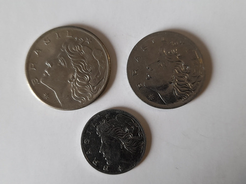 3 Monedas Serie 1-5-10 Centavos Brasil  1967-69-70 (x404