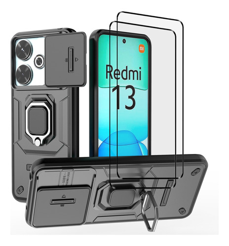 Funda Para Poco M6 4g/redmi 13 4g + Uso Rudo + 2 Micas