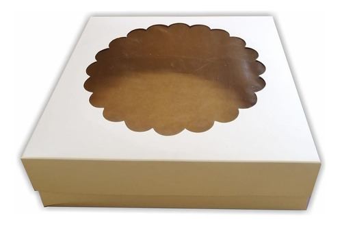 50 Cajas Para Postre Bajo Con Visor - 24x24x7cm