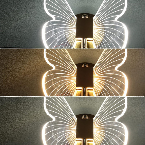 Lámpara De Pared Led Mariposa Acrílico De Noche Interior