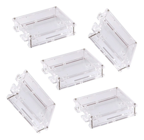 5 Caja De Acrílico Transparente Gabinete Case Arduino Uno R3