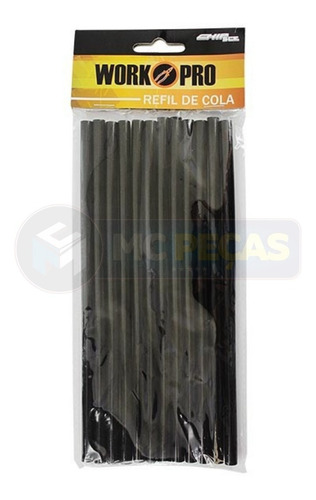 12 Refil Fino Bastão Cola Quente Preta Silicone 7,2mm 200mm