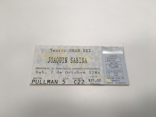 Entrada Show Joaquín Sabina Teatro Gran Rex 2000