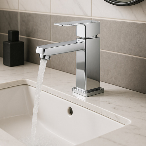 Torneira Metal Aço Inox Bancada Pia Luxo 1/4 De Volta Cromada Banheiro Lavabo Lavatório Quadrada Gourmet Área Externa Curta