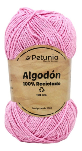 Hilo De Algodón Para Tejer 100% Reciclado Petunia Ov. 100grs