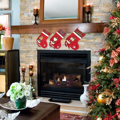 3 Botas Navideñas 25cm Colgantes Adorno Arbol Navidad Santa Dorado