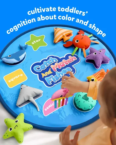 Juego De Pesca De Tela Con 15 Peces Y Cubos Apilables – Montessori 1-3 Años