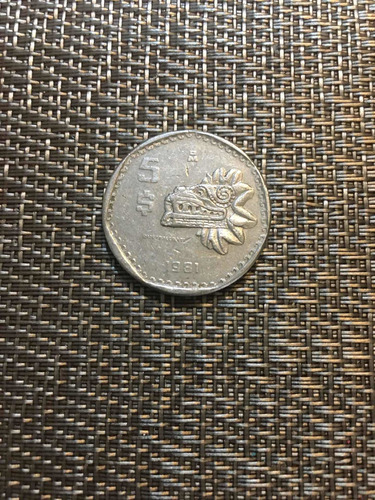 Moneda Antigua $5 Quetzalcóatl 1981