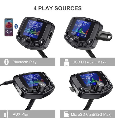 Nulaxy Bluetooth Fm Transmitter For Car, Auto Search Fm B...