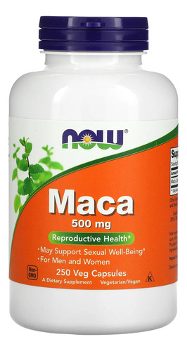 Suplemento en cápsula NOW Maca sabor n/a