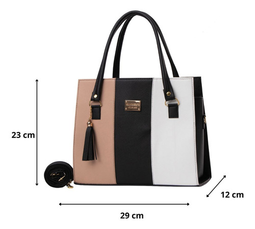 Bolso De Mujer Fana Irem Color Maquillaje / Negro Con Asas