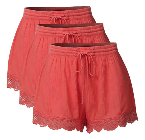 Pantalones Cortos De Encaje Para Mujer, De Encaje, De Talla