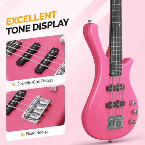 Electric Bass Guitar Glarry 4 String Beginner 91cm W/ Kit