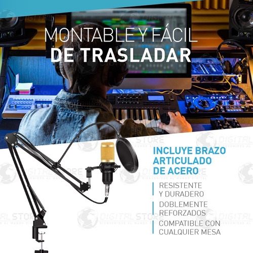 Imagen 4 de 10 de Kit Microfono Condenser Profesional Estudio Brazo Streaming