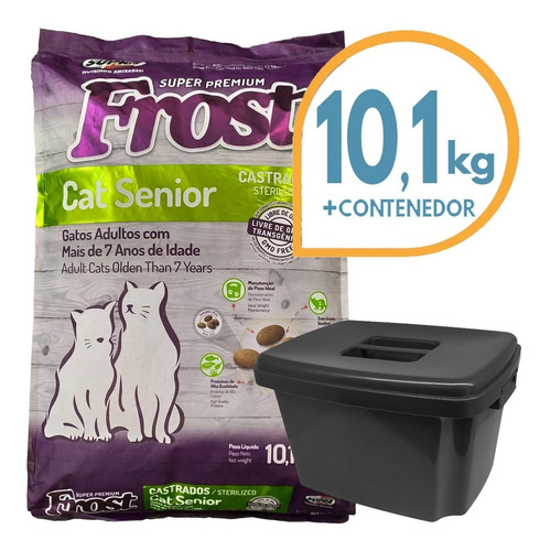 Alimento Gato Frost Cat Senior 10,1 Kg + Contenedor + Envío