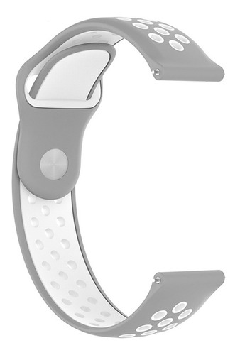 Pulseira Furadinha Para Esporte Smartwatch Encaixe Reto 22mm Cor Cinza e Branco Largura 22 mm