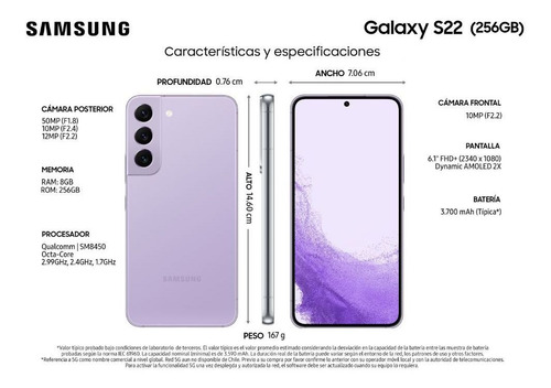 Imagen 2 de 9 de Galaxy S22 256gb Bora Purple