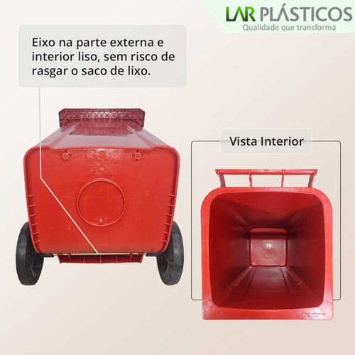 Coletor De Lixo Com Rodas E Tampa Uso Pesado Varias Cores