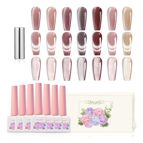 Kit 7 Esmaltes Gel Efecto Ojo De Gato 12ml Con Imán